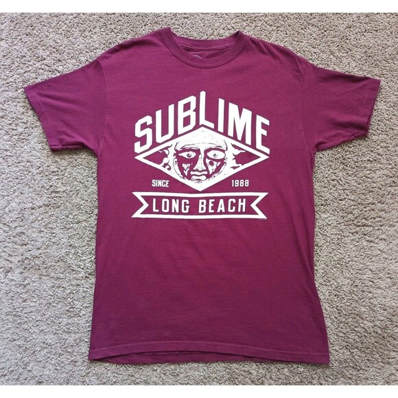 Sublime T-Shirt Men's Medium Burgundy Short Sleeve - Picture 1 of 6